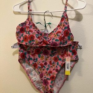 NWT high waisted floral two bikini